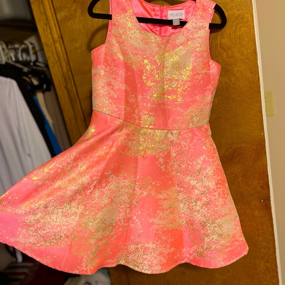 Girls pink gold dress